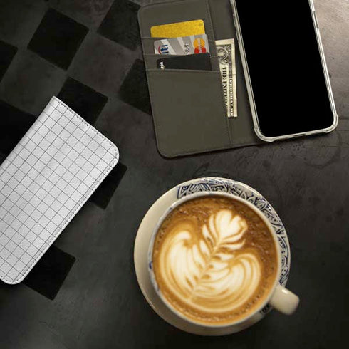 White Grid iPhone 15 Pro Folio Case